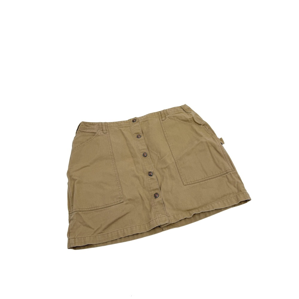 L.A. Blues Skirt Women 20 Tan Cotton Twill Button Front Carpenter Utility Mini